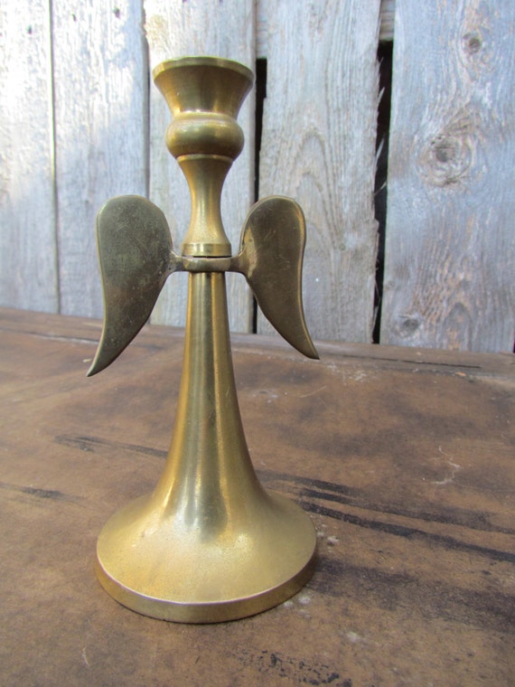 Vintage brass Angel candle holder // candle by glamtownvintage