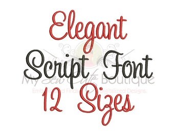 Embroidery Fonts Monogram - PES BX Script Machine Designs Files - 12 Sizes - BX Format Included