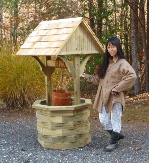 woodworking plans 6 ft. wishing well illustrated with