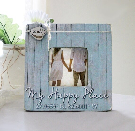 My Happy Place Picture Frame Beach Vacation Personalized