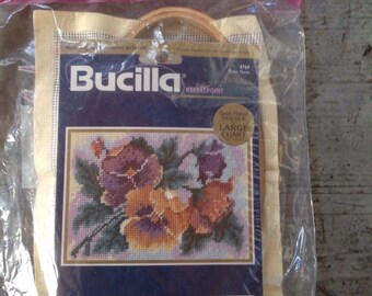 Vintage Bucilla Needlepoint Kit 4769 Perfect Pansies