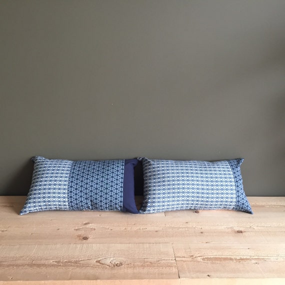 grey and blue geometric lumbar pillows set of 2x masculine