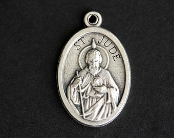 Saint Jude Medal. Catholic Pendant. St Jude Pendant. Saint Jude Charm. Catholic Saint Medal. 25mm x 16mm (Qty 1)