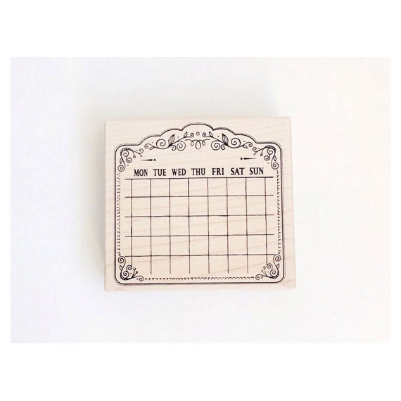 Classic Calendar Rubber Stamp by pipitzakkastore on Etsy