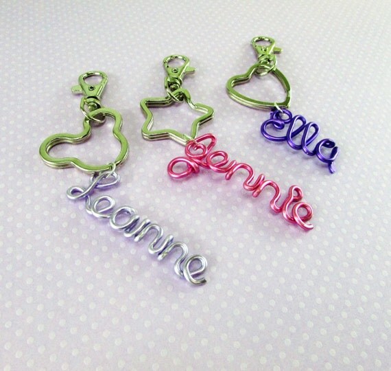 Name Key Ring in Colored Wire Key Ring Name by deannewatsonjewelry
