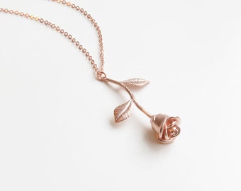 Rose Pendant Necklace | Rose Gold Necklace | Flower Necklace | Delicate Rose Necklace | Mothers Day Necklace