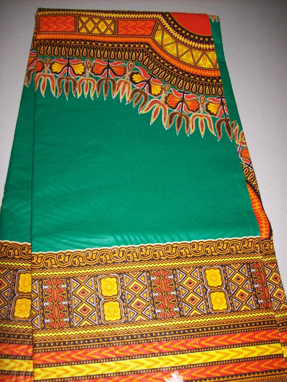 Green color dashiki fabric wholesale 6 yards/ Dashiki