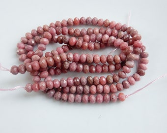 Rhodonite faceted rondelle beads (6x4mm), full strand