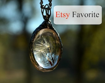 Oval Dandelion Necklace Terrarium Jewelry Real Dandelion Seeds Encased Dandelion Necklace (2248)