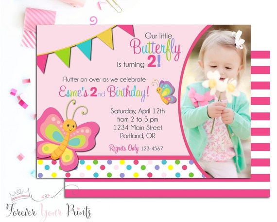 Butterfly Birthday Invitation, Girls Birthday Invitation, Butterfly Party Invite, Butterfly Invitation, Butterfly Invite, 1st Birthday Il_570xn