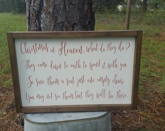 Christmas in Heaven Wood Sign - Christmas Memorial Gift - In Loving Memory Wood Sign - 19.5"x13"