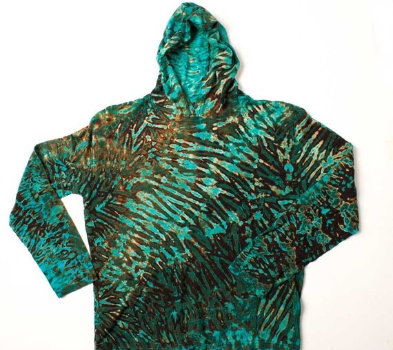 M Shibori Tie Dye Hoodie Mens's Deep Jade Green