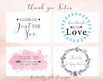 Thank you notes, INSTANT DONWLOAD, four pack, digital file, thank you, business thank you card, handmade business