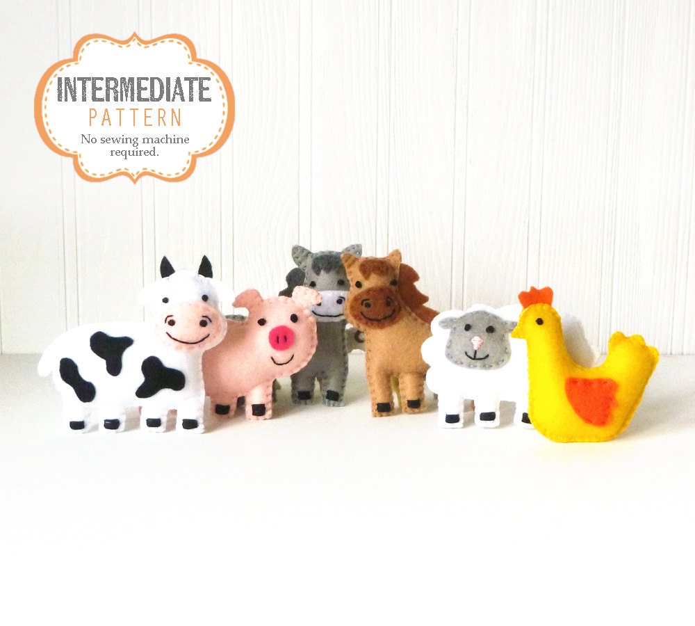 Tiny Farm Animal Patterns Small Felt Barnyard Animals Sewing