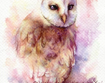 PRINT – Barn owl - Watercolor painting 7.5 x 11”
