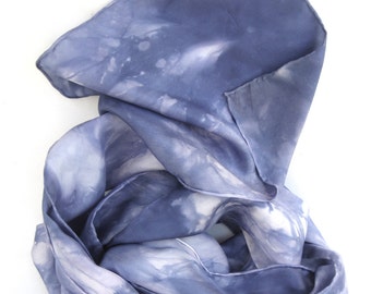 silk SALE ... shades of indigo ... navy blue hand dyed silk scarf
