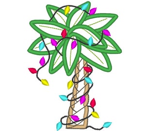 Christmas Tropical Holiday Palm Tree - machine embroidery applique and fill stitch designs - for hoops 4x4, 5x7, 6x10 INSTANT DOWNLOAD