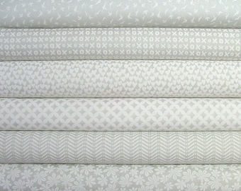 LAST ONE - Whisper Muslin Mates Bundle of 6 in Grey & White for Moda