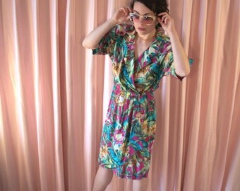 Tropical Print Silk Dress, Maggy London, IM