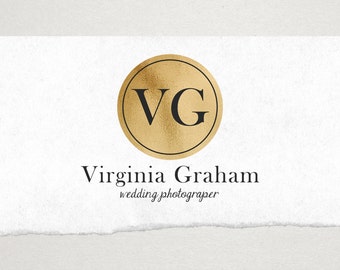 Premade Logo // Logo Design // Business Logo // Photography Logo // Watercolor Logo // Gold Foil Circle Logo