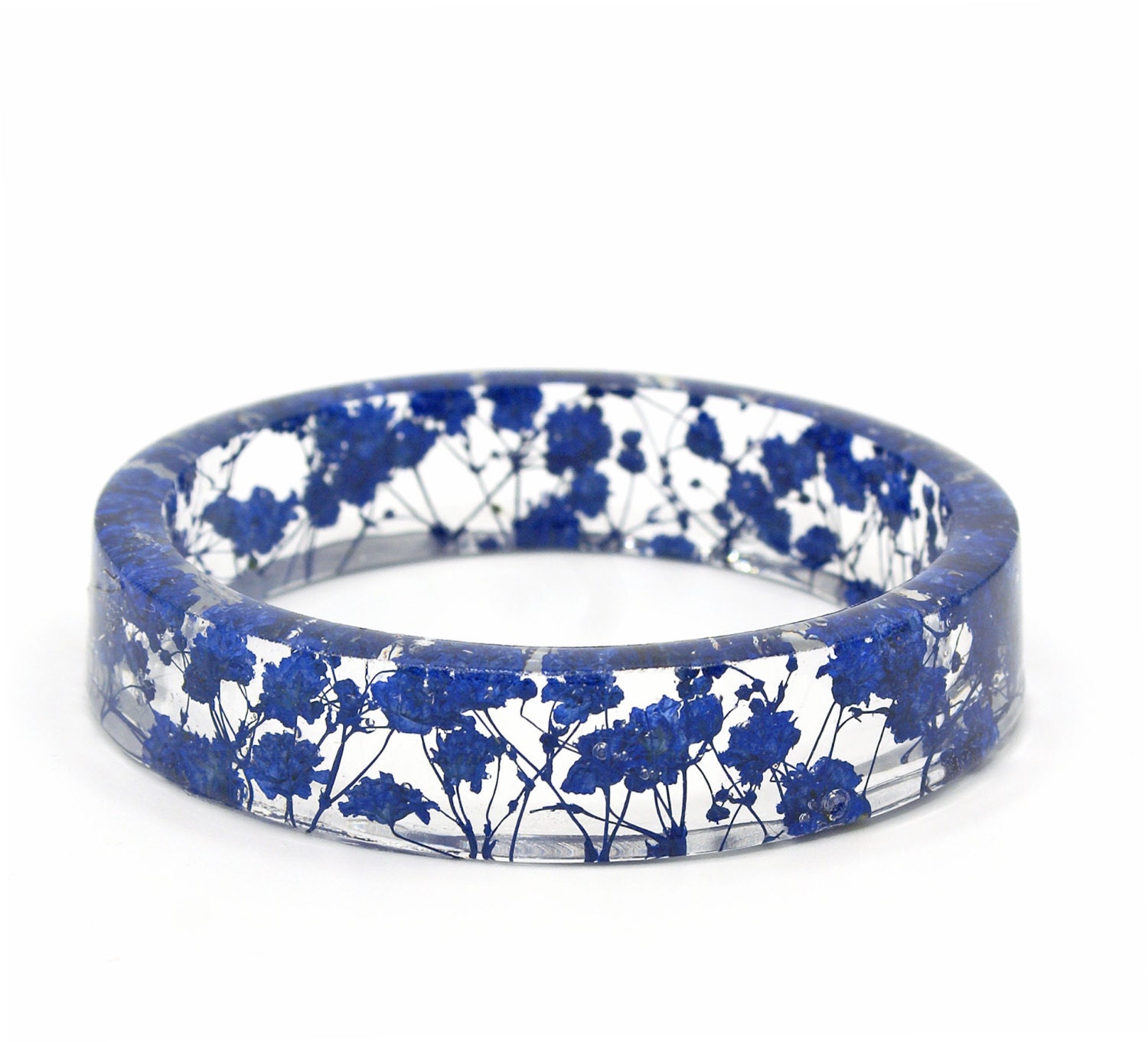 Bracelet Real Dried Flower Jewelry Resin Bangle Blue