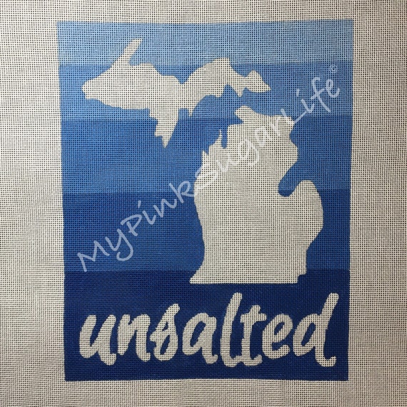 Hand Painted Unsalted State of Michigan Needlepoint Canvas by