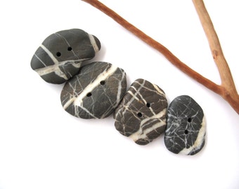 Buttons Stone Mediterranean Beach Rock Pebble Knitting Sewing Buttons Craft Findings Large STRIPED BUTTONS 34-38 mm