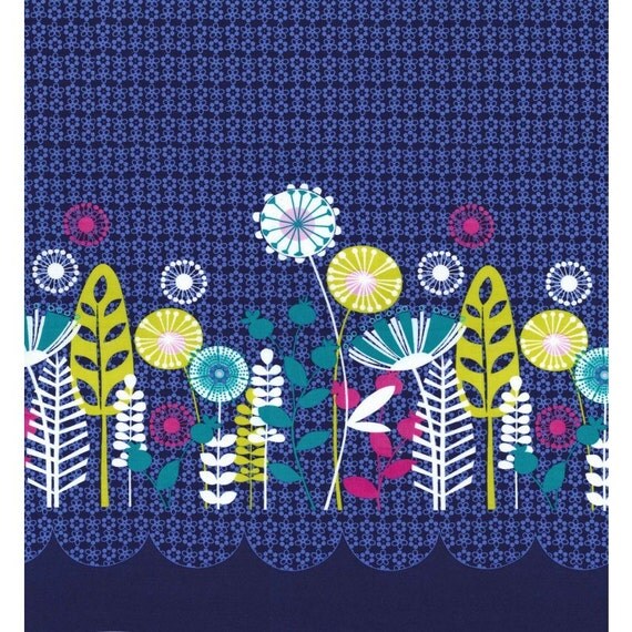 Michael Miller Fabric Posey Border in Midnite Double Sided