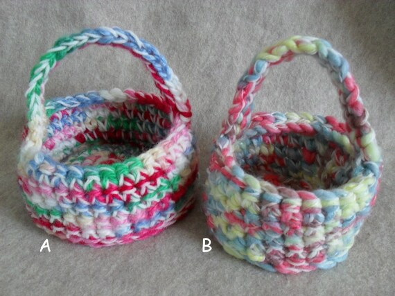 Little Crochet Baskets, candy basket, cute easter basket, small flower basket (choose 1)