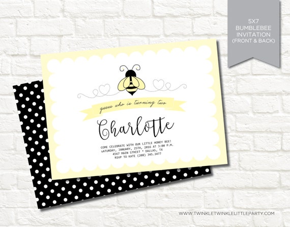 Bumblee Bee Birthday Party Digital Invitation Il_570xn