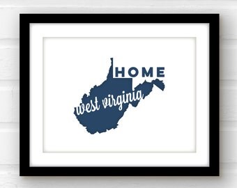 West Virginia art | West Virginia home | West Virginia print | Morgantown, WV home decor | state wall art | state pride print