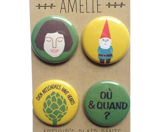 Amélie, Amélie Poulain, Amélie badges, Amélie magnets, Amélie pinback buttons