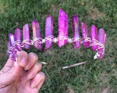 The Pink Princess, pink crystal crown, rose aura quartz crystal crown, crystal headdress, alternative bridal crown, pink crystal crown