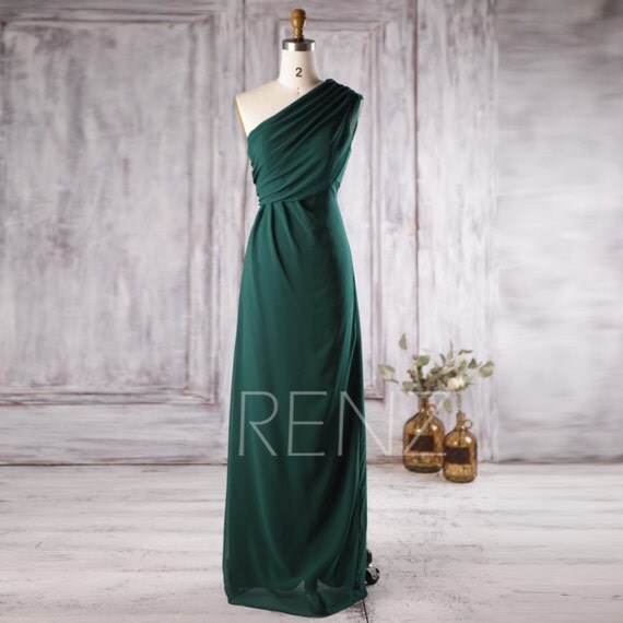 2017 Dark Green Bridesmaid Dress Long Chiffon Wedding Dress