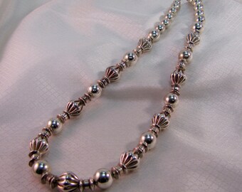 c1950's Southwestern, Navajo Influenced Sterling Beaded Necklace
