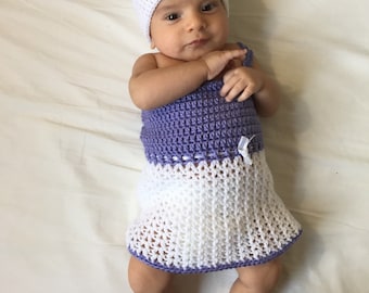 Handmade Crochet Daisy duck Inspired outfit set (hat, dress and shoes) in any size you like, crochet baby girl dress, baby photo prop. Gilr
