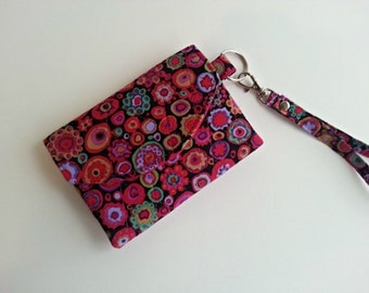 Quilted Keychain Wallet in Kaffee Fassett Paperweight