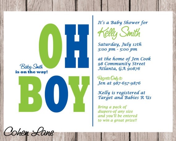 Baby Shower Invitation Boy Shower Invite Baby Shower Invite Baby Invitation Oh Boy Invite Babyshower Invite Il_570xn