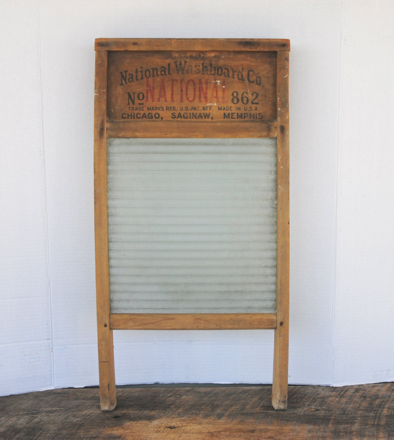Vintage National Washboard Co. No. 862 Glass Wood Laundry Room