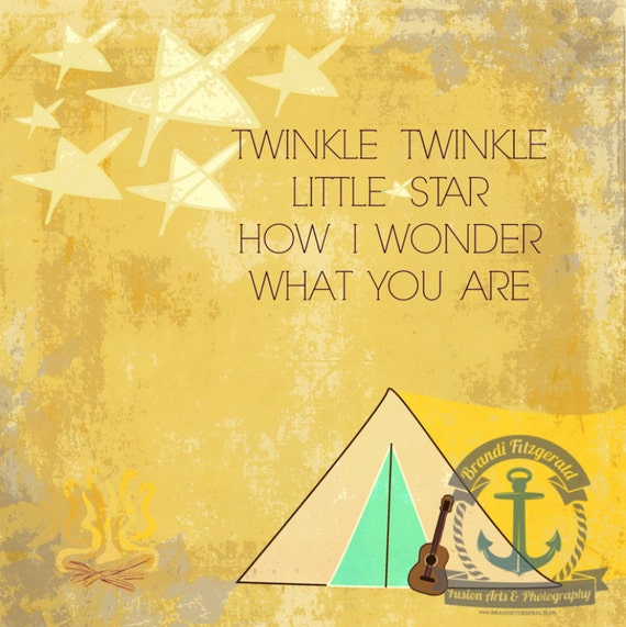 Twinkle Twinkle Little Star Nursery Room Camping Motif Wall