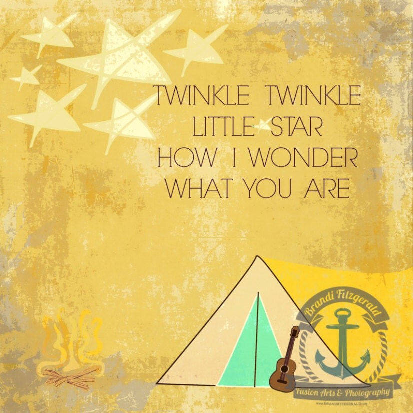 Twinkle Twinkle Little Star Nursery Room Camping Motif Wall