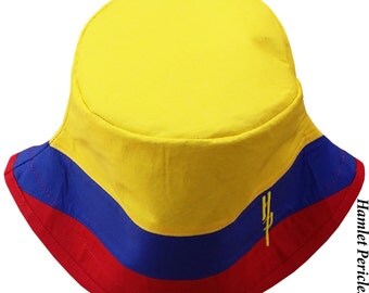 Colombia Flag Bucket Hat | Colombian Hat | Colombian Flag | Stripe Hat | Patchwork | Yellow Blue Red Hat by Hamlet Pericles | HP21016b