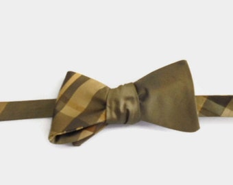 Silk Taffeta Bow Tie Soft Brown Golden Brown Gold Adjustable