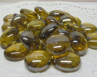 Champagne Gold Glass Gems, Nuggets, Flat Backed, 30ct. Mosaic Tiles