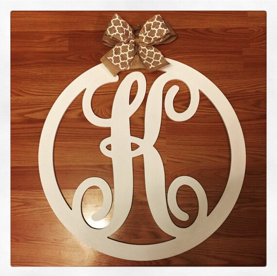 23 HUGE circle script inital door hanger by Rockfarmboutique