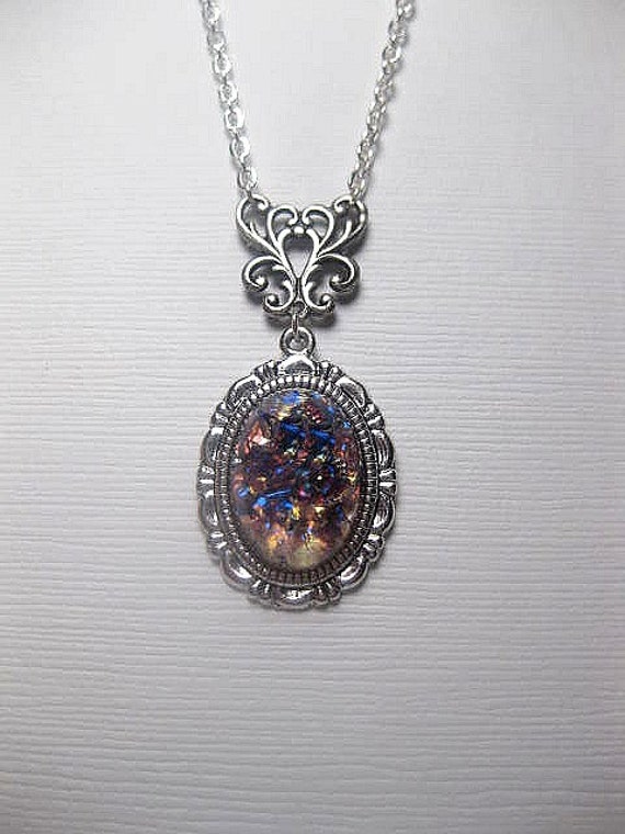 Amethyst Opal Necklace Silver Fire Opal Custom Length