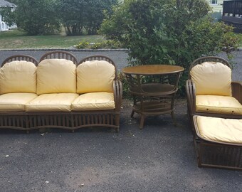 Items similar to vintage 1980's white wicker desk & chair rattan