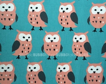 Big Owl in Teal by Trefle for Kokka, Japanese Fabric