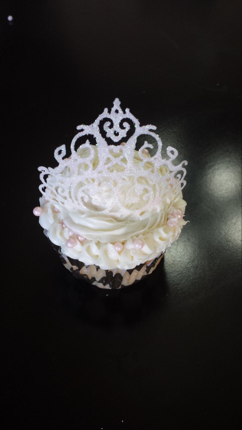 6 Edible Princess Crown/ Tiara Cupcake Toppers