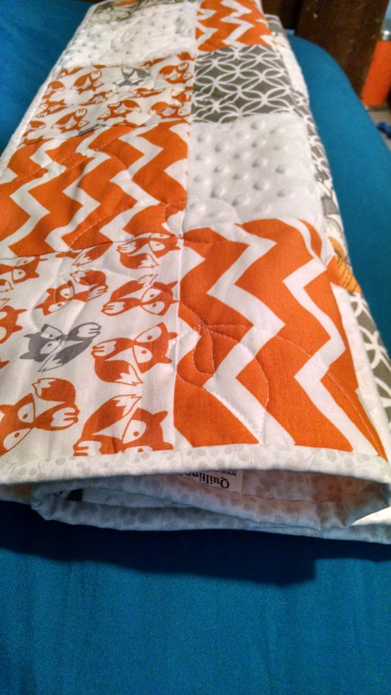 Baby Quilt Modern Flannel Minky Cotton Orange by QuiltingThreads